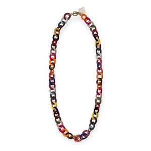 Vintage Lili Plazza Multi Color Long Crochet Chain Necklace